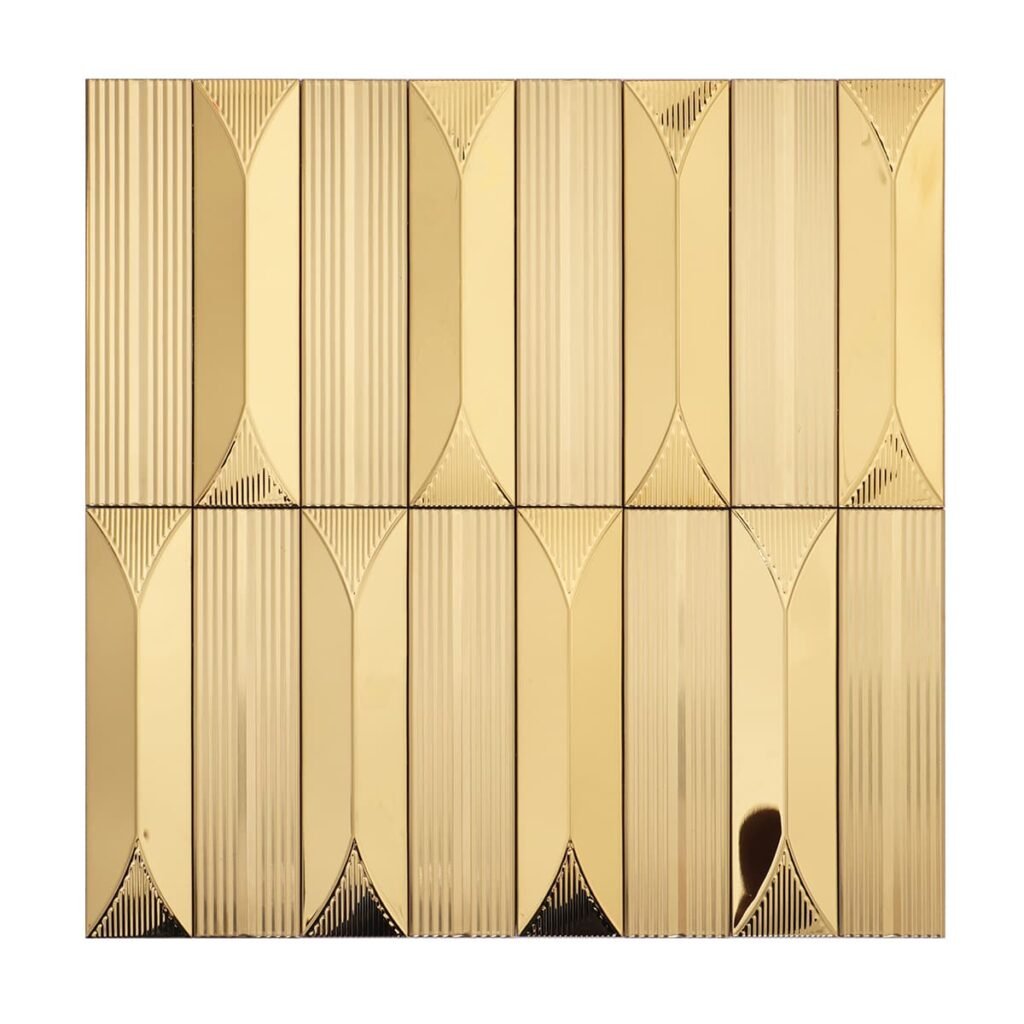 Mosaïque en métal – doré, linéaire, brossé, poli, pour mur