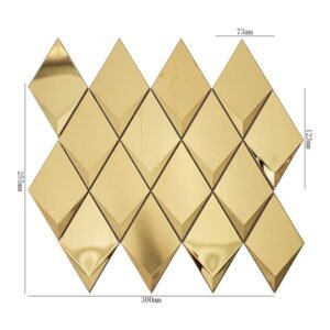 Piastrelle a mosaico in acciaio inossidabile – dorato, a rombo, 3D, spazzolato, per pareti