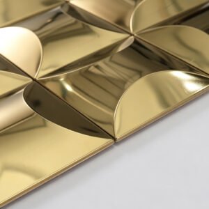 Mosaikfliesen aus Edelstahl – Goldfarben, Quadrate, 4×4, 3D-Struktur, für Wände