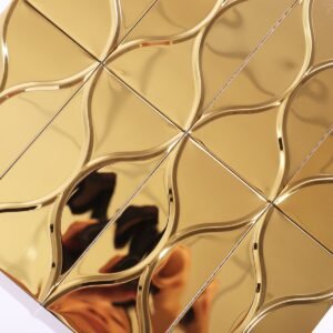 Piastrelle a mosaico in acciaio inossidabile – dorato, ondulato, a specchio