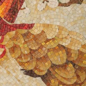 Mural de mosaico – de pavo real, flores, hecho a mano — BJ-3B744B5C2E41