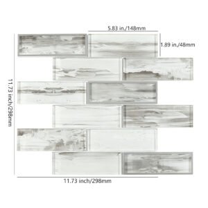 Mosaïque en verre – blanc / gris, format métro, pour crédence — BJ-CED5B0B8F069
