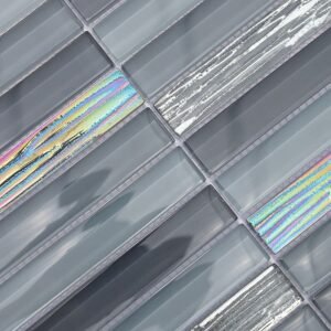 Piastrelle a mosaico in vetro – grigio, iridescente