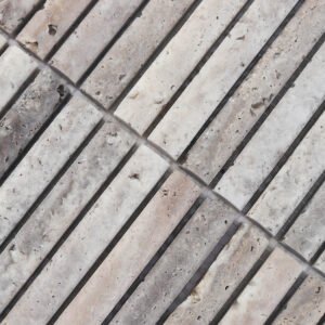 Mosaico de travertino – gris, lineal, acanalado, para pared