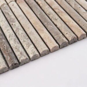Mosaico de travertino – gris, lineal, acanalado, para pared