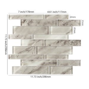 Piastrelle a mosaico in vetro – grigio, lineare, formato allungato