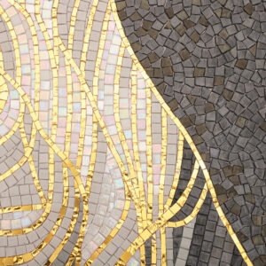 Astratto grigio e oro di vetro di montagna piastrelle di mosaico per parete del bagno