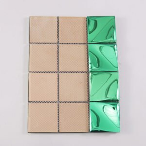 Piastrelle a mosaico in acciaio inossidabile – verde, quadrato, 3D, a specchio, per pareti – BJ-A4F06A3B33B3
