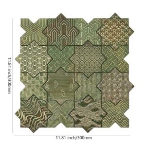 Folha de mosaico de alumínio verde em padrão de cruz estrelada com desenho vintage estampado