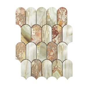 Front view of green gold arch shape aluminum mosaic sheet