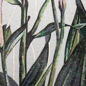 Rosa giglio fiore vetro piastrelle di mosaico per la decorazione della parete interna