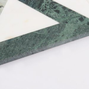 Piastrelle a mosaico in marmo – bianco / verde, esagonale, a motivi geometrici, grande formato, tagliato a getto d’acqua