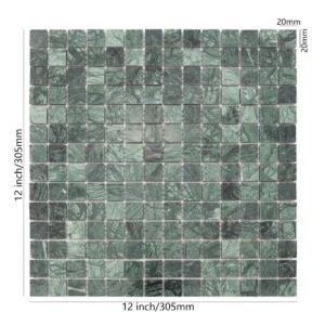 Marmormosaikfliesen – Dunkelgrün, Quadrate, für Böden