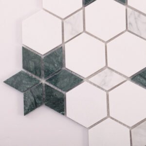 Piastrelle a mosaico in marmo – bianco / verde, floreale – BJ-21EF25A428E2