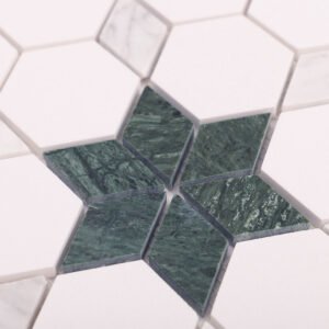 Piastrelle a mosaico in marmo – bianco / verde, floreale – BJ-21EF25A428E2