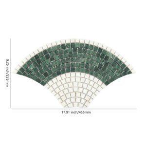 Mosaïque en marbre – blanc / vert, forme éventail, pour sol
