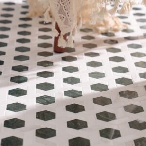 Piastrelle a mosaico in marmo – bianco / verde – BJ-2B051C690A9C