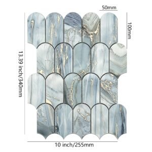 Mosaikfliesen aus Aluminium – Grau / Blau, Fischschuppen, für Fliesenspiegel