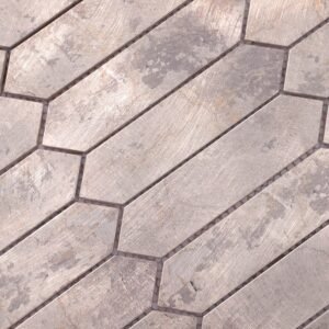 Mosaikfliesen aus Aluminium – Grau, längliche Sechsecke, für Wände