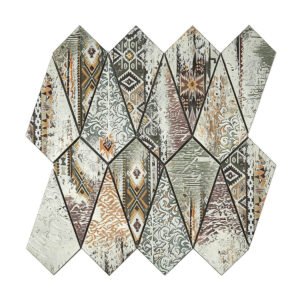Grey retro diamond shaped mosaic tile with mixed mosaic tile patterns