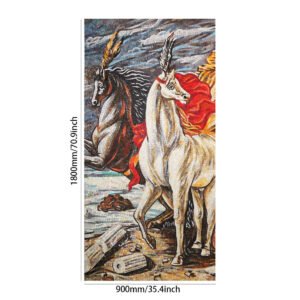 Panneau mural en mosaïque – gris / rouge, motif cheval, en verre, fait main