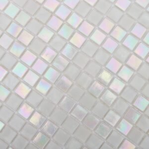 Witte iriserende vierkante glasmozaïektegel voor de badkamer