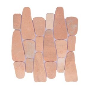 Full sheet of irregular orange marble mosaic tile