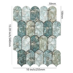 Mosaico de alumínio verde-jade com padrão de escamas de peixe