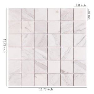 Marmormosaikfliesen – Weiß, Quadrate, für Fliesenspiegel