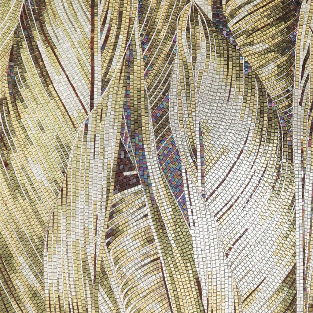 Handgefertigtes Glasmosaikbild – Grünes Blatt