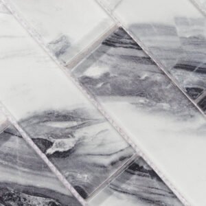 Mosaïque en verre – gris, format métro, pour mur — BJ-94554D70CEB4