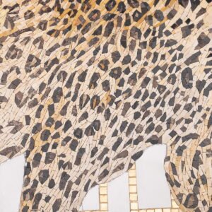 Handgjord mosaikväggkonst med leopardmotiv i glas och marmor