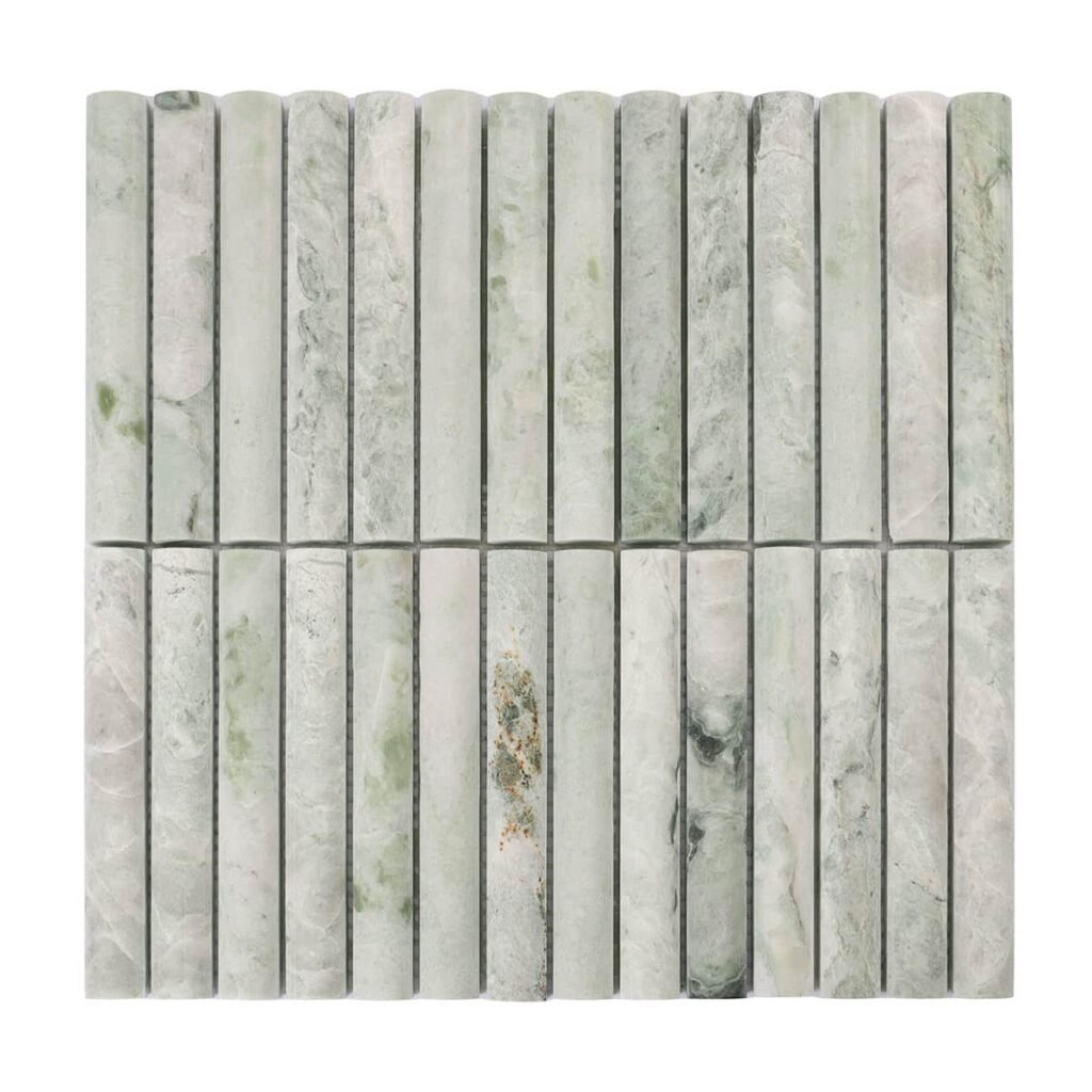 Mosaïque en marbre – vert clair, linéaire, cannelé, pour crédence