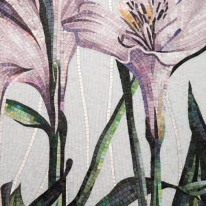 Rosa giglio fiore vetro piastrelle di mosaico per la decorazione della parete interna