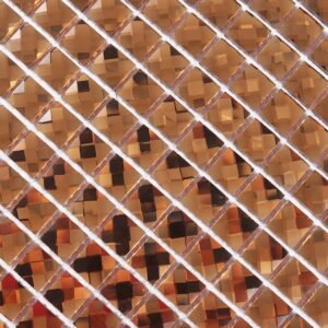 Mosaico quadrado castanho em vidro espelhado cristalino com lapidação em diamante de 13 faces