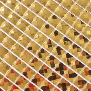 Vierkante kristalglasmozaïek met gouden spiegelglans en facetgeslepen randen, 15*15mm