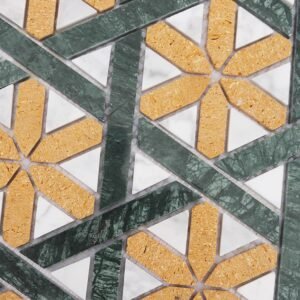 بلاط فسيفساء رخامي Geometria بنجوم صفراء للجدران والأرضيات