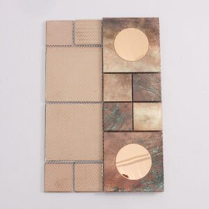 Mosaïque en verre et métal – bronze, pour mur