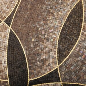 Mosaikfliesen – Goldfarben / Braun, Rundformen, geometrisches Muster, handgefertigt, für Böden