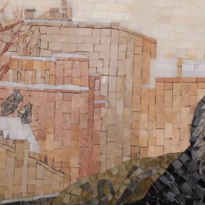 Ritratto di una donna sconosciuta – arte murale a mosaico in scena invernale