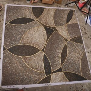 Mosaikfliesen – Goldfarben / Braun, Rundformen, geometrisches Muster, handgefertigt, für Böden