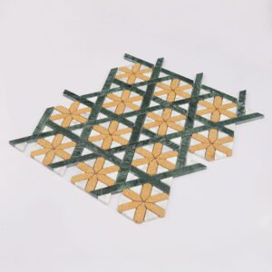 بلاط فسيفساء رخامي Geometria بنجوم صفراء للجدران والأرضيات