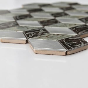 Mosaikfliesen aus Aluminium – Würfelmuster, 3D-Struktur, für Fliesenspiegel