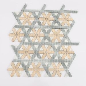 بلاط فسيفساء رخامي Geometria بنجوم صفراء للجدران والأرضيات