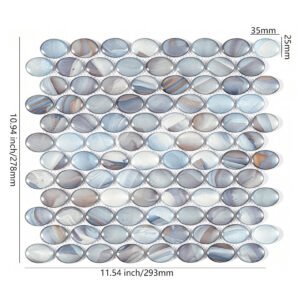 Glasmosaikfliesen – Grau / Blau / Mehrfarbig, Ovale, für Wände