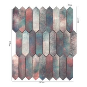 Mosaikfliesen aus Aluminium – Mehrfarbig, längliche Sechsecke, für Fliesenspiegel