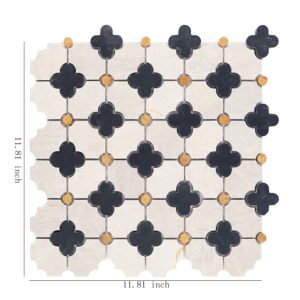 Mosaico de mármol – Nero Marquina, gris
