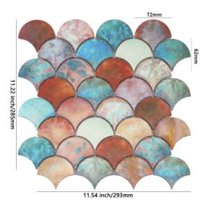 Mosaïque en aluminium – multicolore, forme éventail, pour mur — BJ-285F75396988