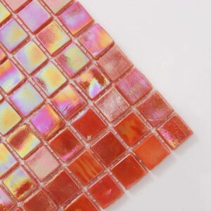 Piastrelle a mosaico in vetro – arancione, quadrato, iridescente