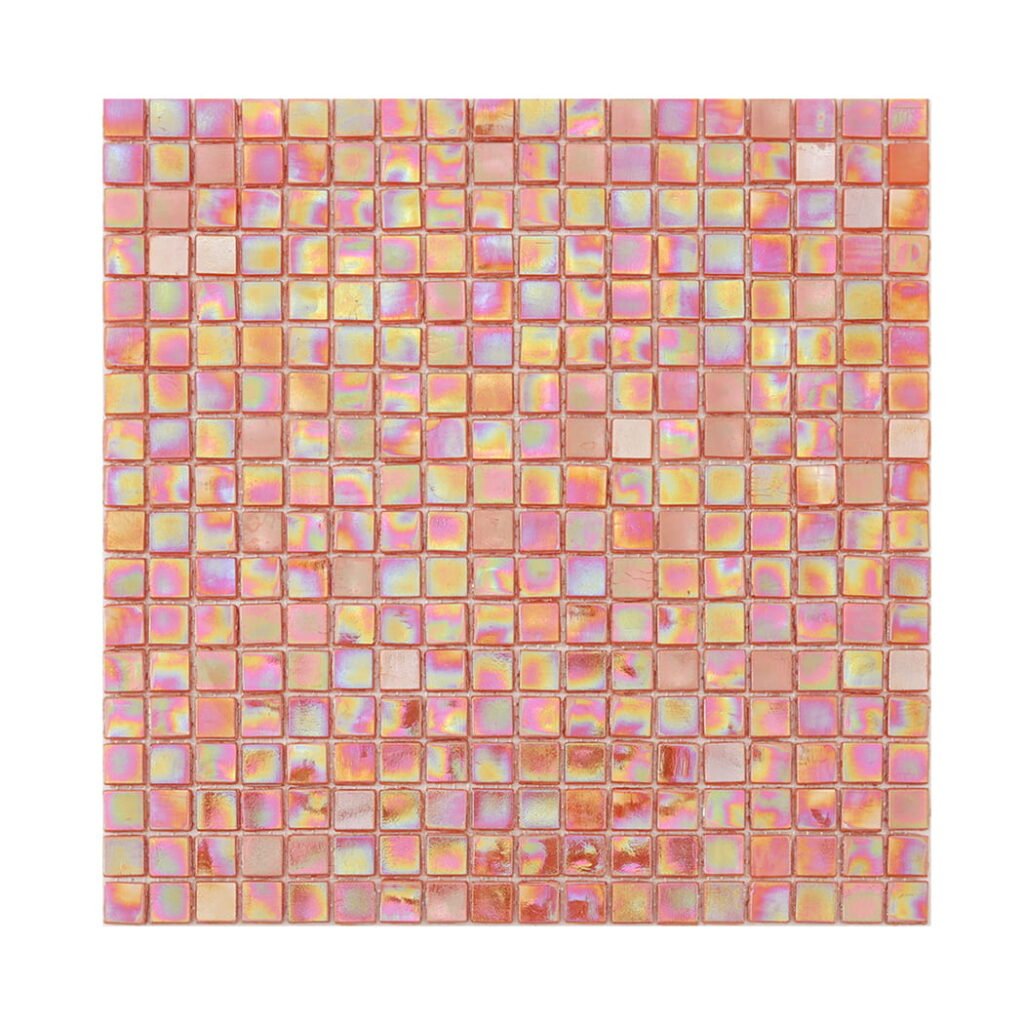 Piastrelle a mosaico in vetro – arancione, quadrato, iridescente